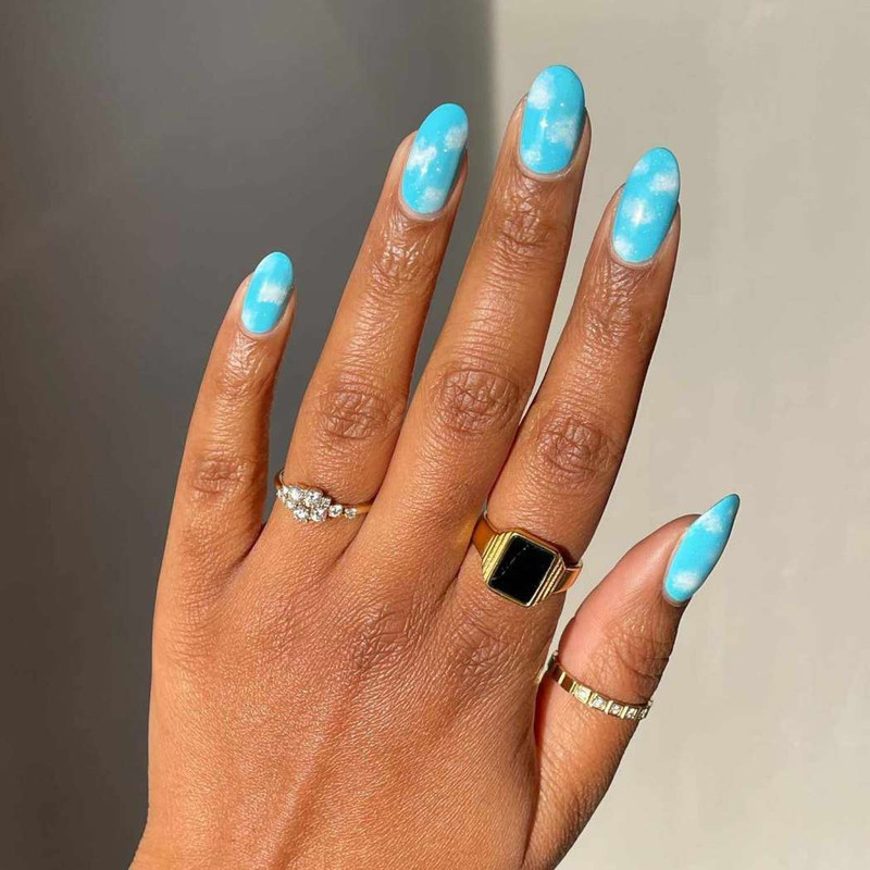 Blue colour nail art designs