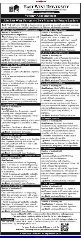 East-West-University-Job-Circular-2026