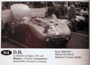 24 HEURES DU MANS YEAR BY YEAR PART ONE 1923-1969 - Page 22 50lm64-DB-Simone-MAunaud-1