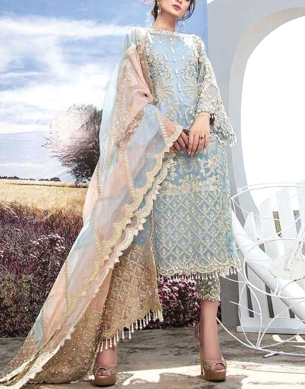 Adorable Organza Dress – Handwork Pearls, Emb Daman & Net Dupatta