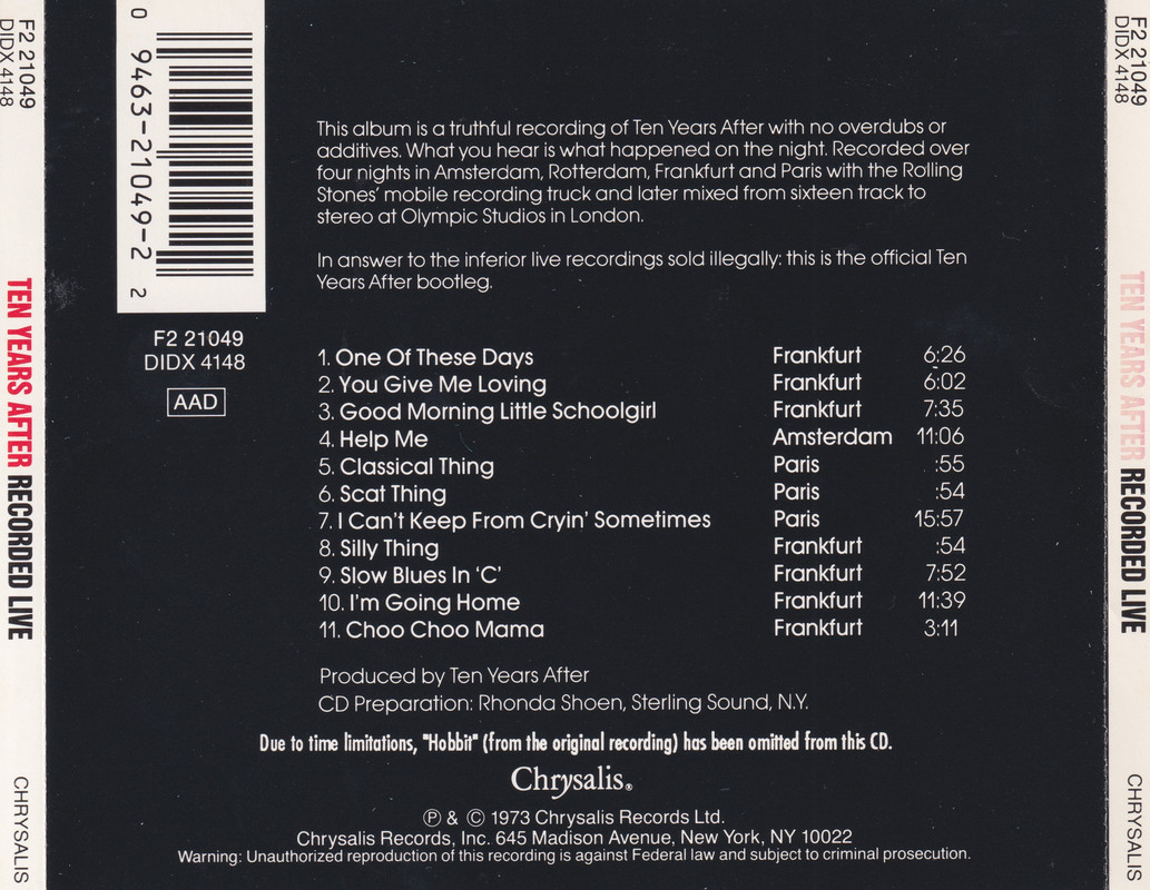 Ten Years After-Recorded Live (EAC FLAC)