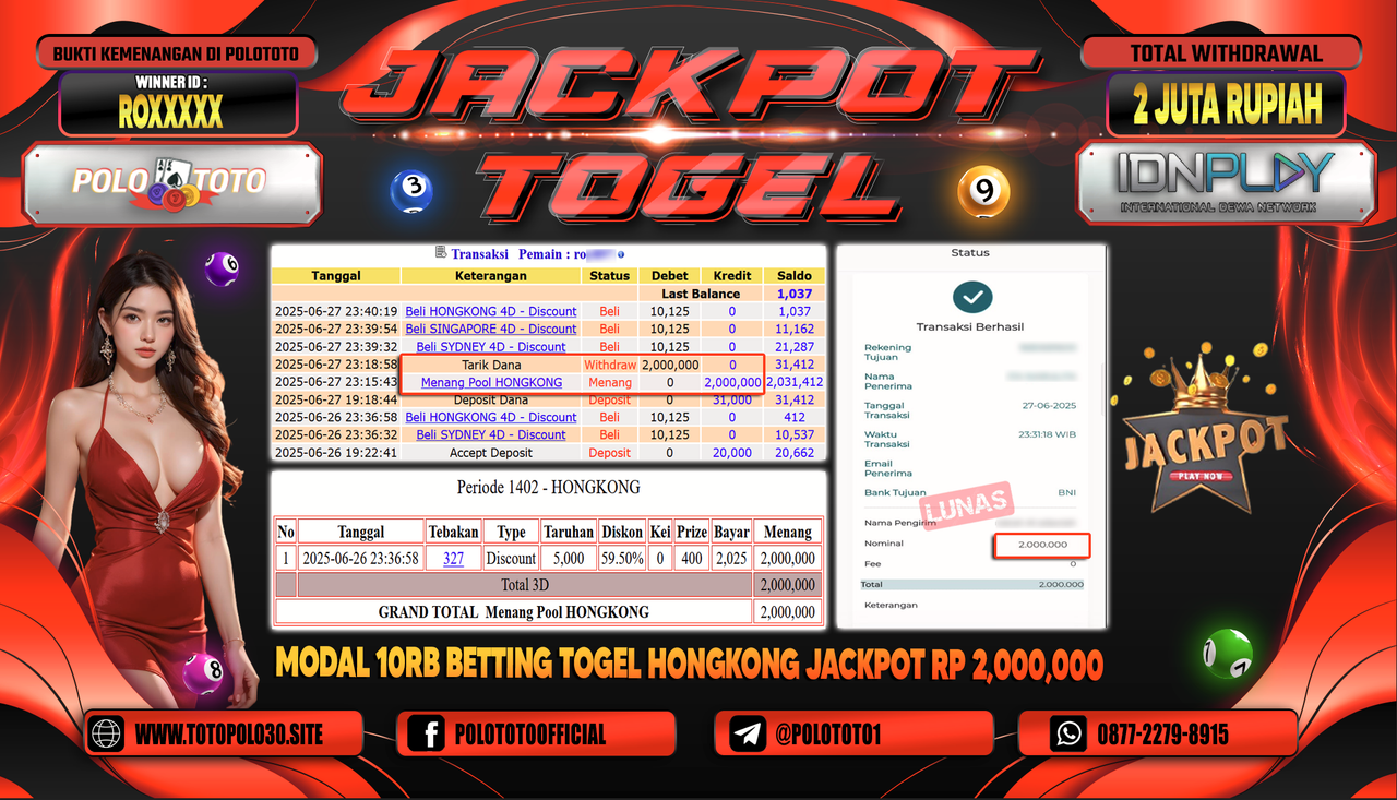 POLOTOTO JACKPOT TOGEL HONGKONG LOTTO Rp.2.000.000,-