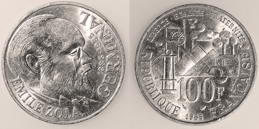 Las monedas de 100 francos de plata. Francia. V República. 1985