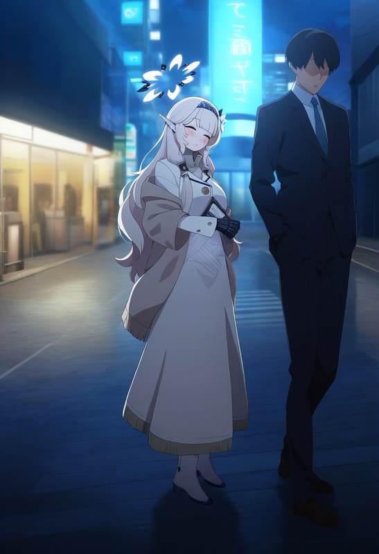 1man, 1girl, himari (blue archive), anime screencap, artistcg, depth of field,sh s-1431953434