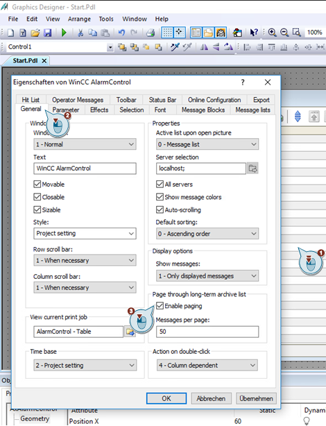 1,000 messages in WinCC AlarmControl (message display) 1,000 messages in WinCC AlarmControl (message display)