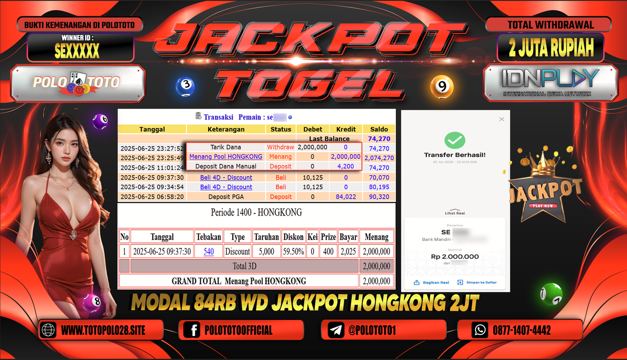 POLOTOTO JACKPOT TOGEL HONGKONG LOTTO Rp.2.000.000,-
