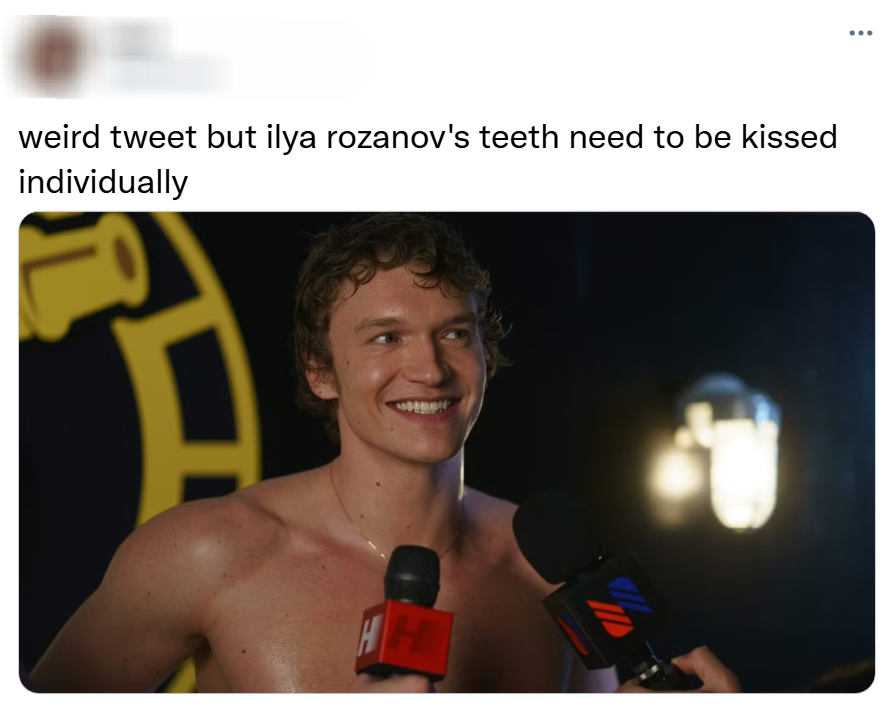 weird tweet but ilya rozanov's teeth need to be kissed individually