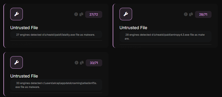 Untrusted File detection screenshot