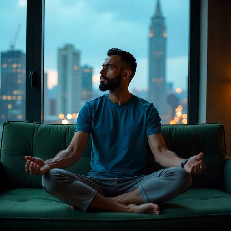 Person doing lazy workouts on couch with minimal effort