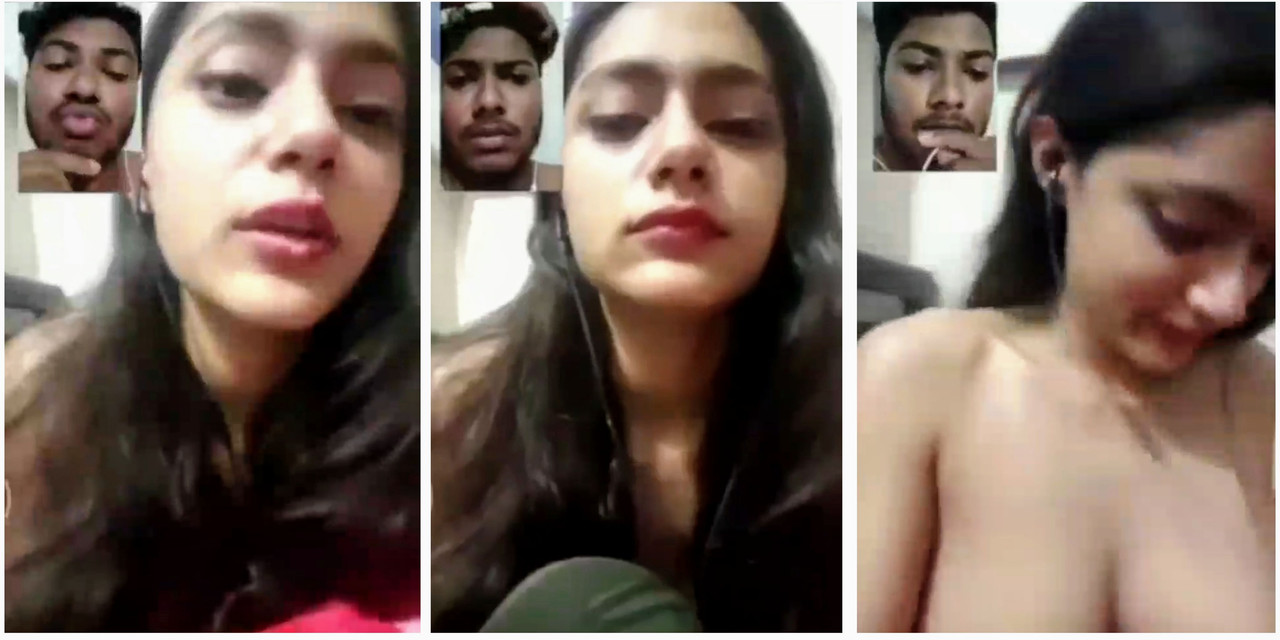 Cute girlfriend masturbating on video call with boyfriend