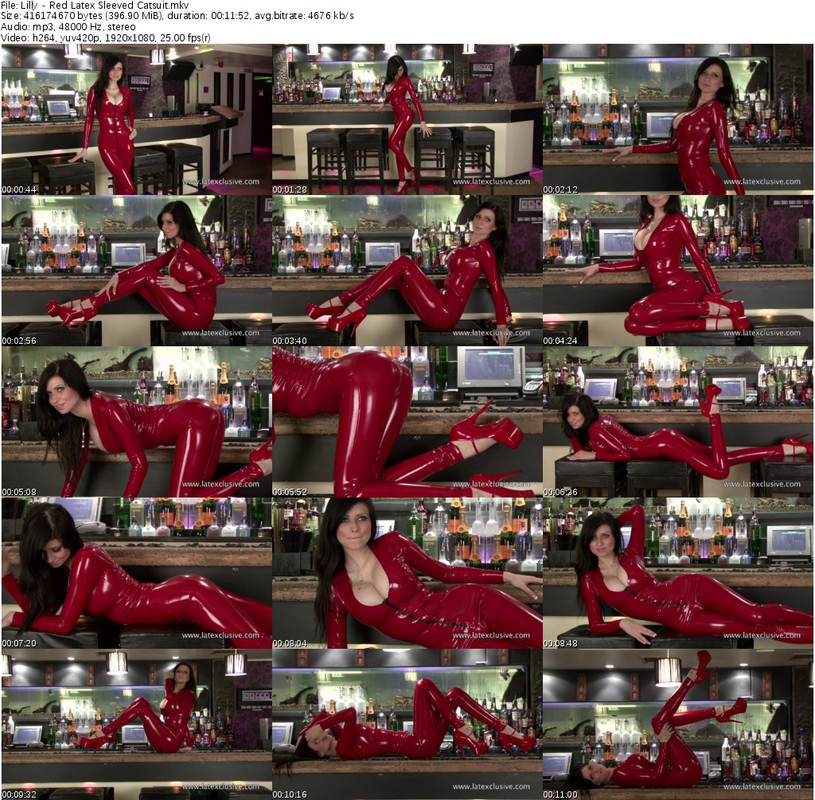 Lilly - Red Latex Sleeved Catsuit_s