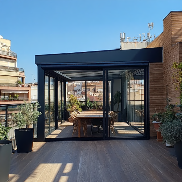 Cerramiento de madera en jardín