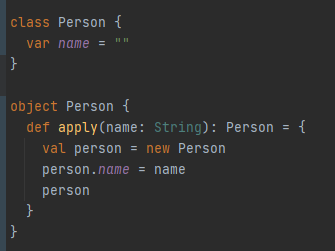 companion object with apply method