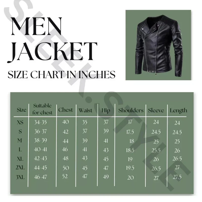 Leather Shirt Size Chart
