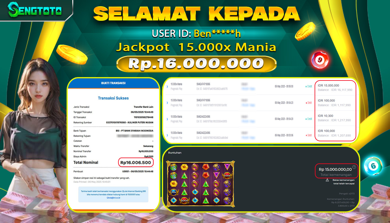 BUKTI PEMBAYARAN SLOT 15.000x MANIA