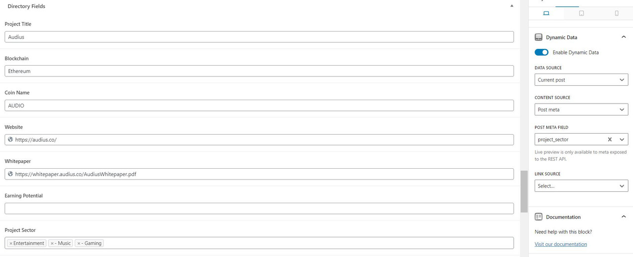 Page Layout showing directory fields