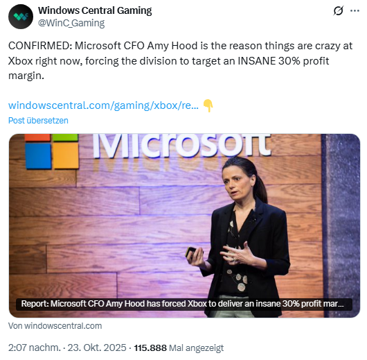 Microsoft Xbox-Sparte muss 30% Profit machen