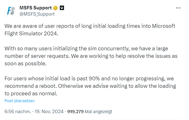 Flugsimulator-Support Post auf X