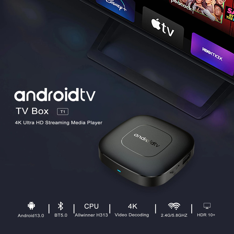 Android TV Box 4K Streaming Device - Compact Black Design