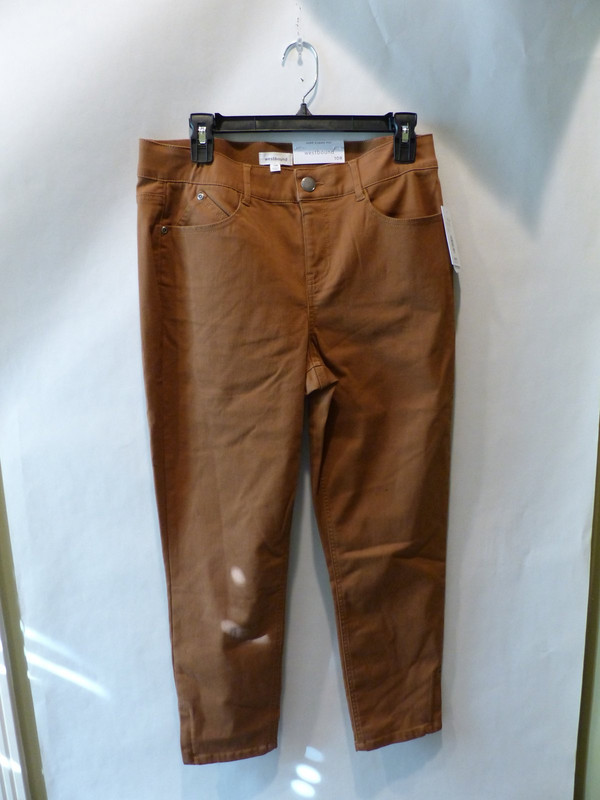 WESTBOUND WOMENS COMFORTABLE HIGH RISE ZIP ANKLE SKINNY PANTS PECAN SIZE 10R