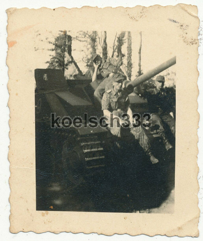 Foto Panzermänner mit Flecktarn Panzerkombis am Sturmgeschütz Panzer ... !