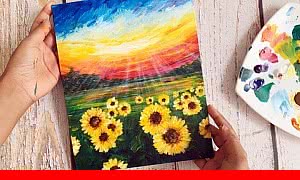 Sunflower Field & Sunset Sky - Acrylic Painting Online Class (2023-11)