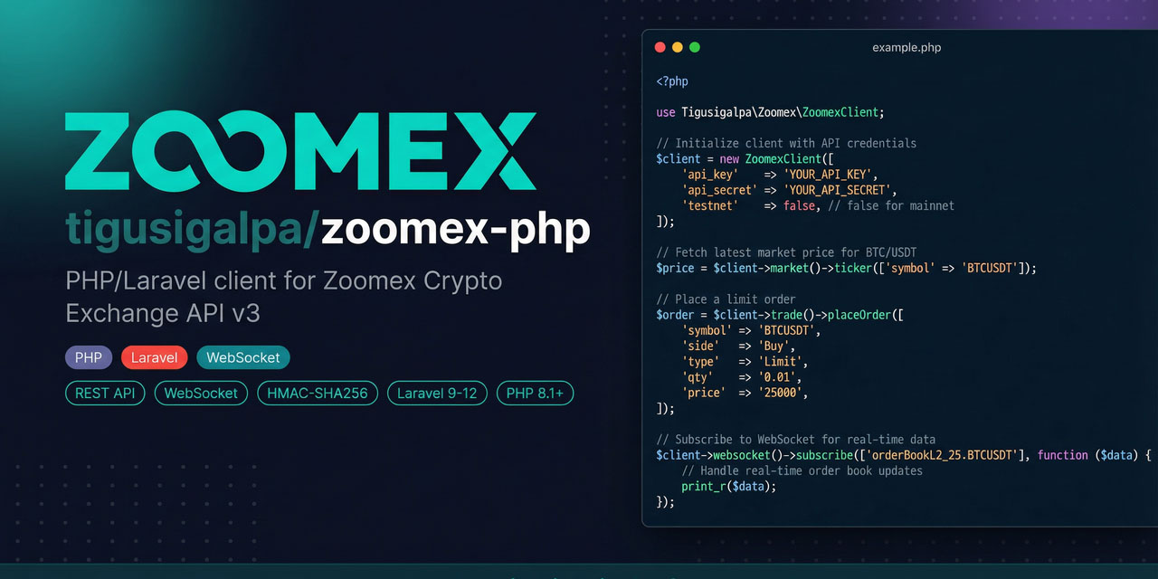 Zoomex PHP/Laravel SDK/Library