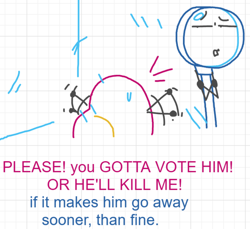 A panel from You're In Danger, Boy, episode seven of the Board Boards object show by Furretwalk/WalkingFurret.
