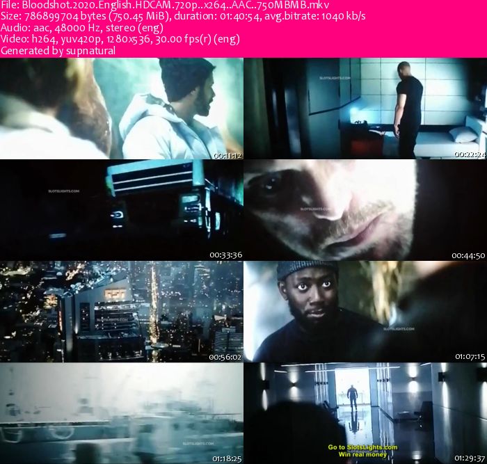 Bloodshot (2020) English HDCAM 720p x264 AAC 750MB[MB]