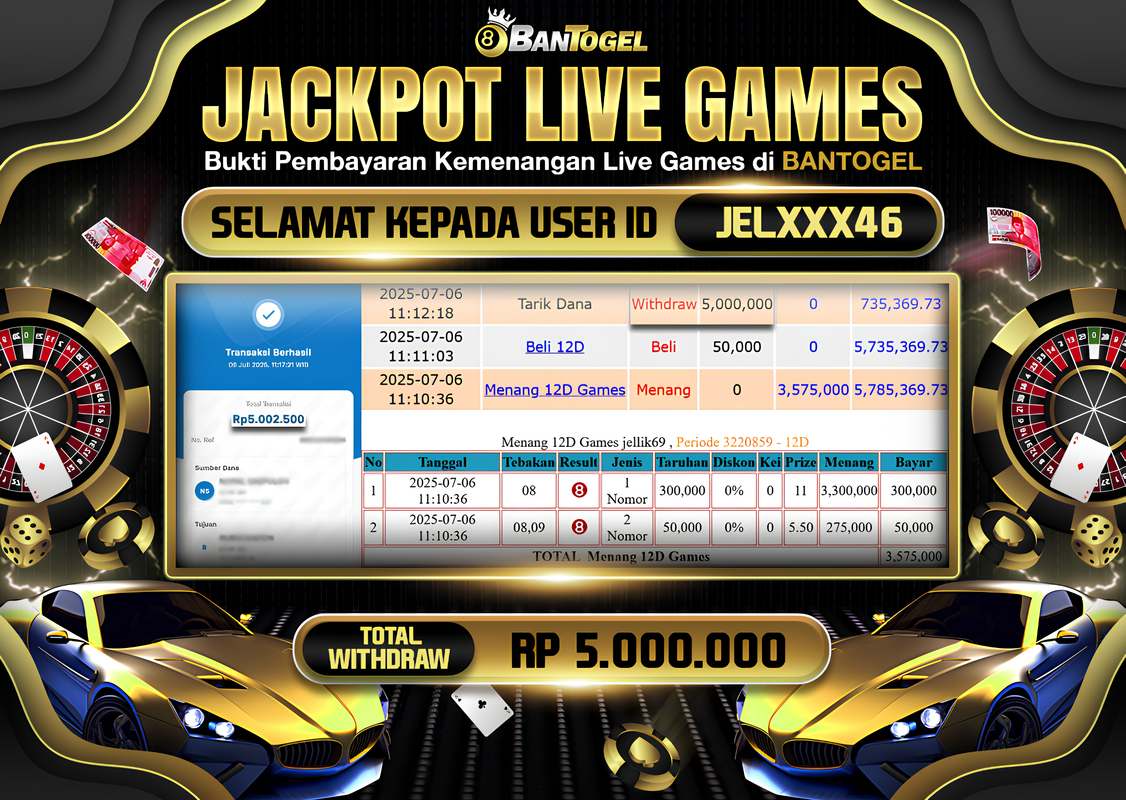 BUKTI JACKPOT LUNAS BANTOGEL