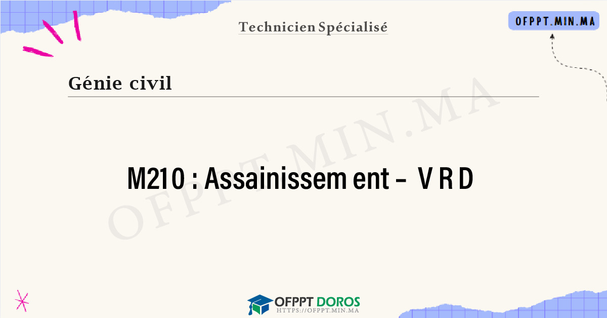 Sommaire détaillé du cours Assainissement – VRD M210 OFPPT - Structure du module