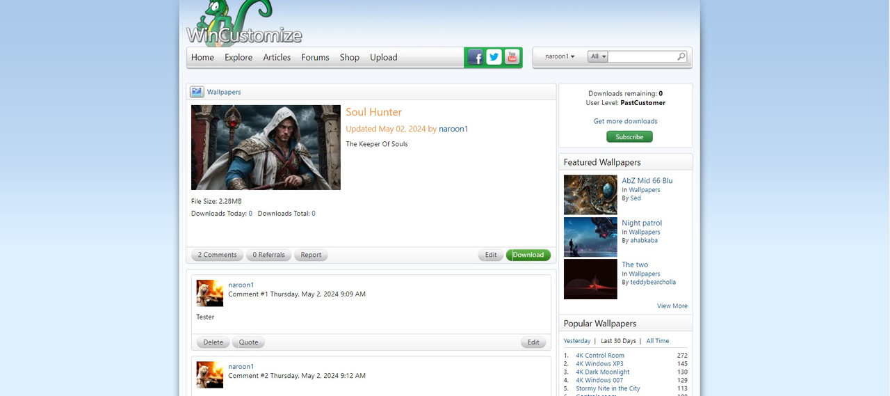 Naroons Upload Screen