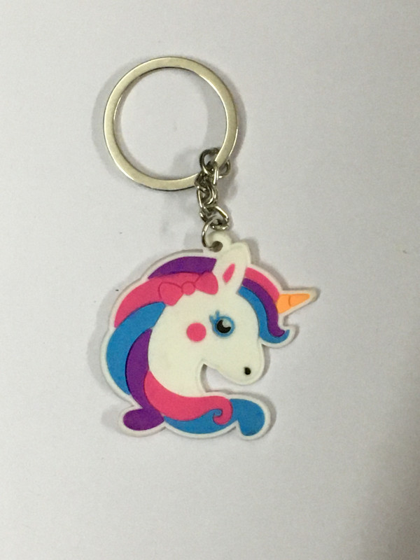 Unicorn Face Keychain Multicolor Princess Twinke Pink Bow