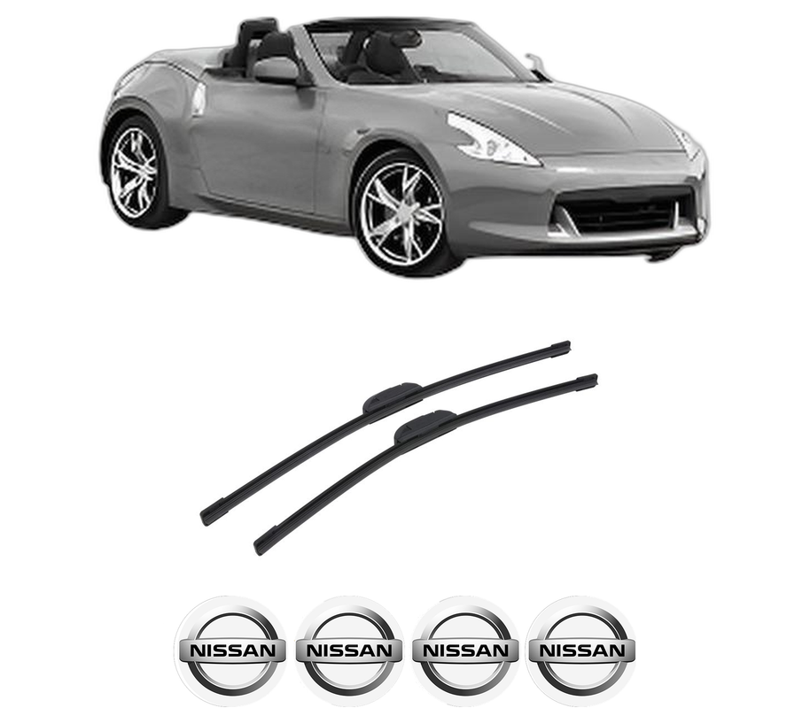Set stergatoare auto NISSAN 370Z Roadster (Z34) din 2009-2010, pentru parbriz auto, 2 bucati, Bosch Aerotwin Retrofit, din cauciuc siliconat rezistent, 4 Stickere Auto NISSAN