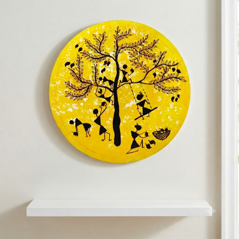 Warli Painting On Round MDF DIY Kit 