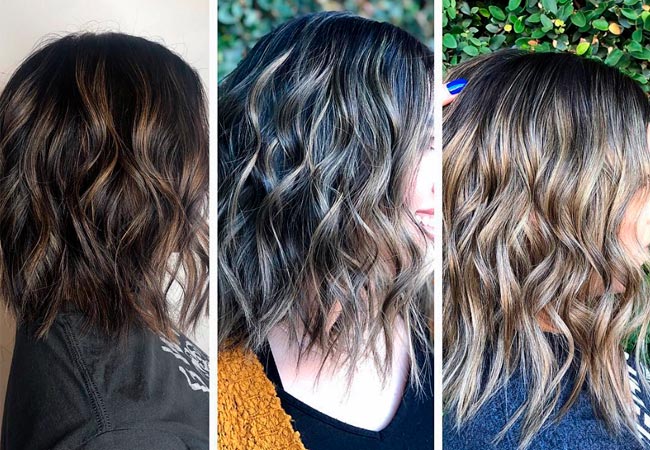 Wavy hair going blonde gradually with highlights