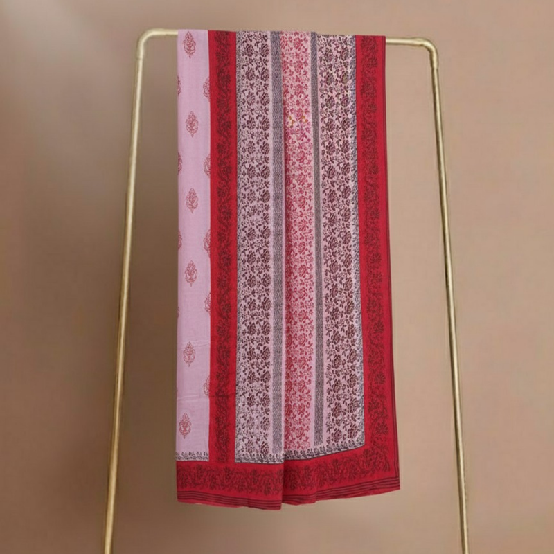Malmal Cotton Tie & Dye Saree with Handblock Print | Soft, Artistic & Vibrant Design - 1