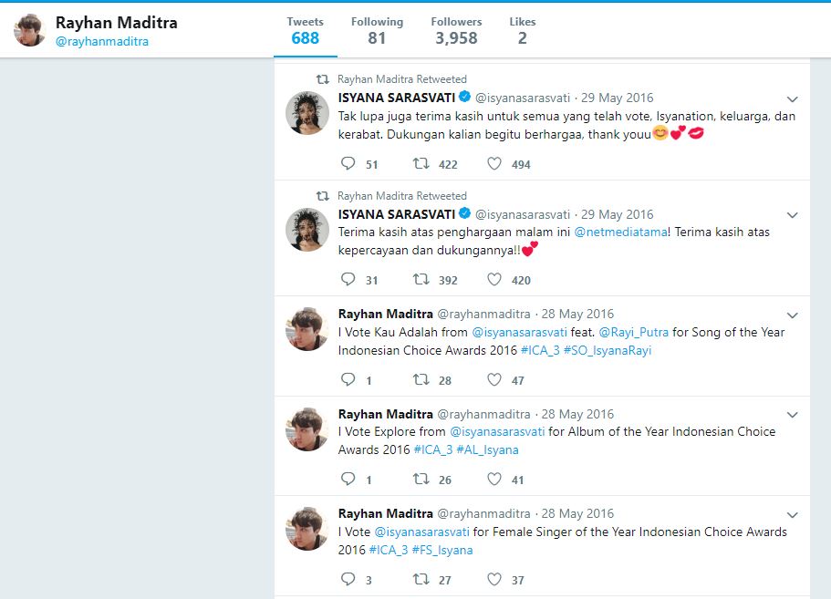 Rayhan Maditra beri support untuk Isyana Sarasvati