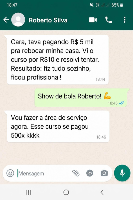 Print de depoimento via WhatsApp - Roberto Silva