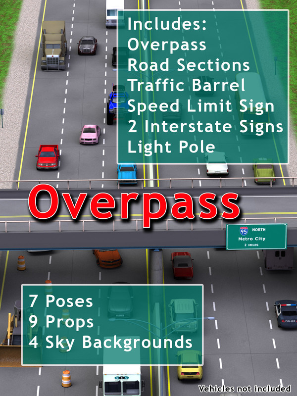 Freeway Overpass Road Set
