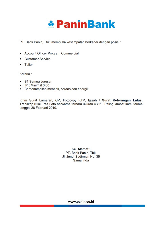 Lowongan kerja bank samarinda