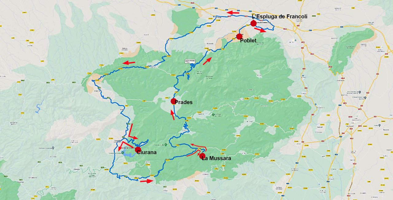 CIURANA (de Tarragona) - LA MUSSARA – PRADES – POBLET - MONTBLANC - PRADES - CIURANA - L'ESPLUGA DE FRANCOLÍ - ALTAFULLA (1)