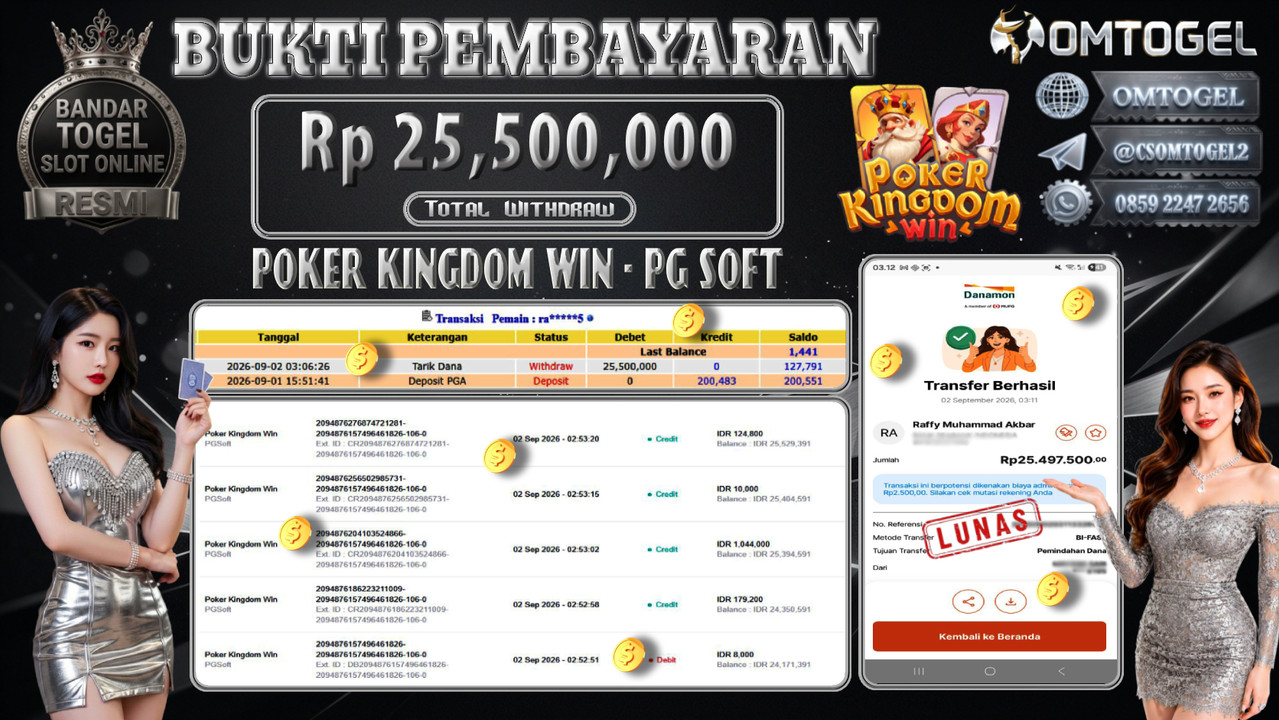 OMTOGEL JACKPOT PG SOFT POKER KINGDOM WIN Rp.25,500,000,- DIBAYAR LUNAS 