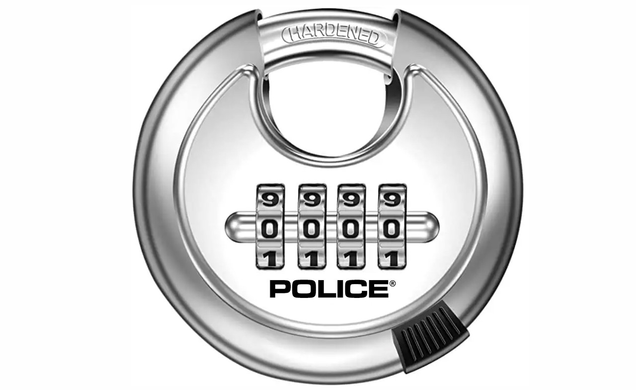 police-combination-lock-hardened-steel-shackle-heavy-duty-keyless-4-digit-stainless-steel-discus-padlock