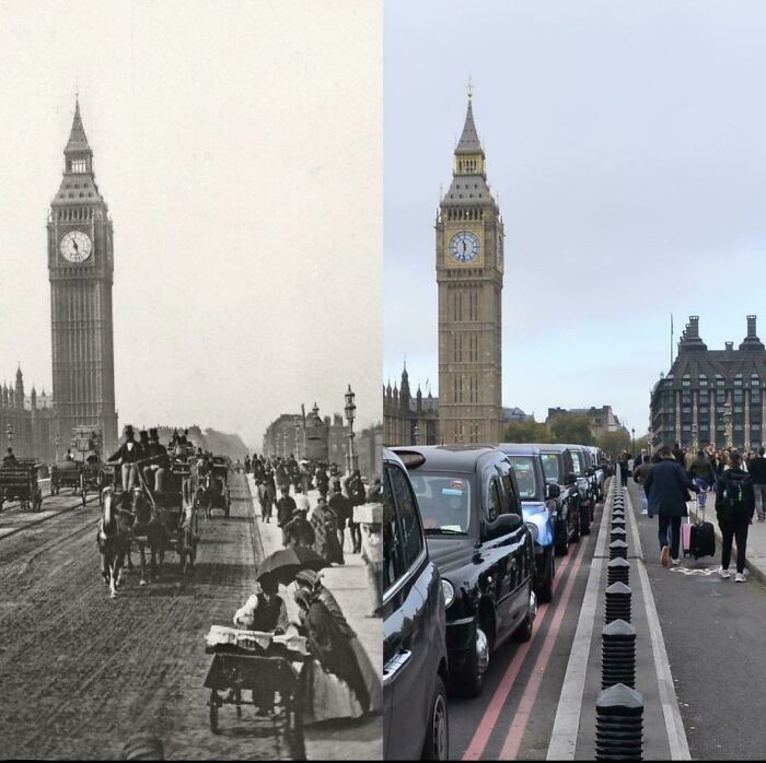 Avant/apres insolites Elizabeth-Tower-From-Westminster-Bridge-C-1869-2022