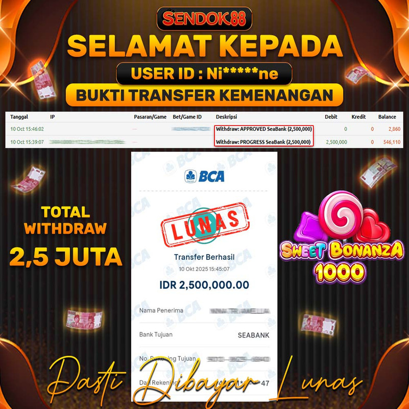 SENDOK88 JEPE! SWEET BONANZA 1000 Rp 2.500.000,- LUNAS!