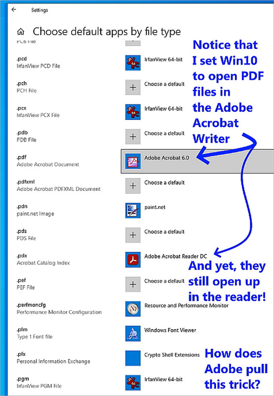 How do I get Adobe Acrobat 6 (the writer) to be my default when I