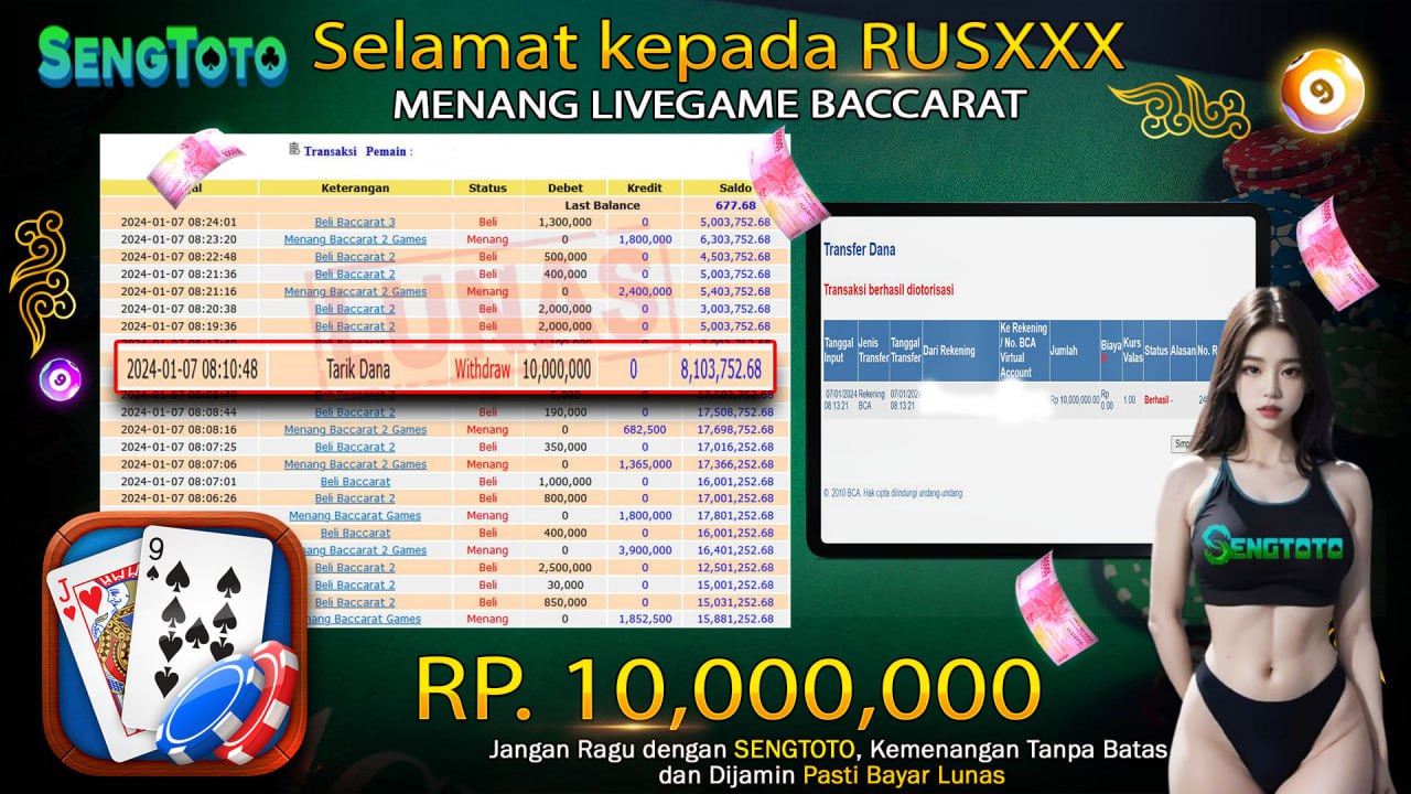 BUKTI PEMBAYARAN LIVE GAME BACCARAT