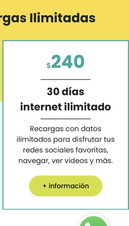 Ouimovil: Internet Ilimitado 30 días por $240 
