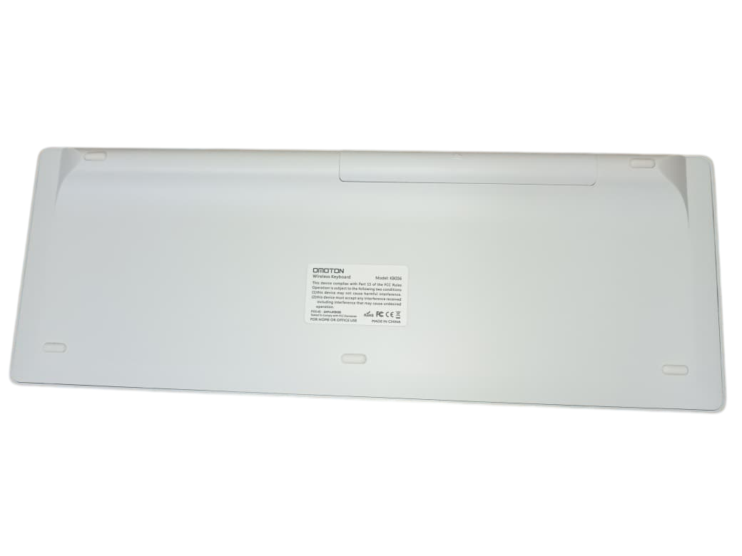 Back panel of KB036 wireless keyboard showing model number and power switch